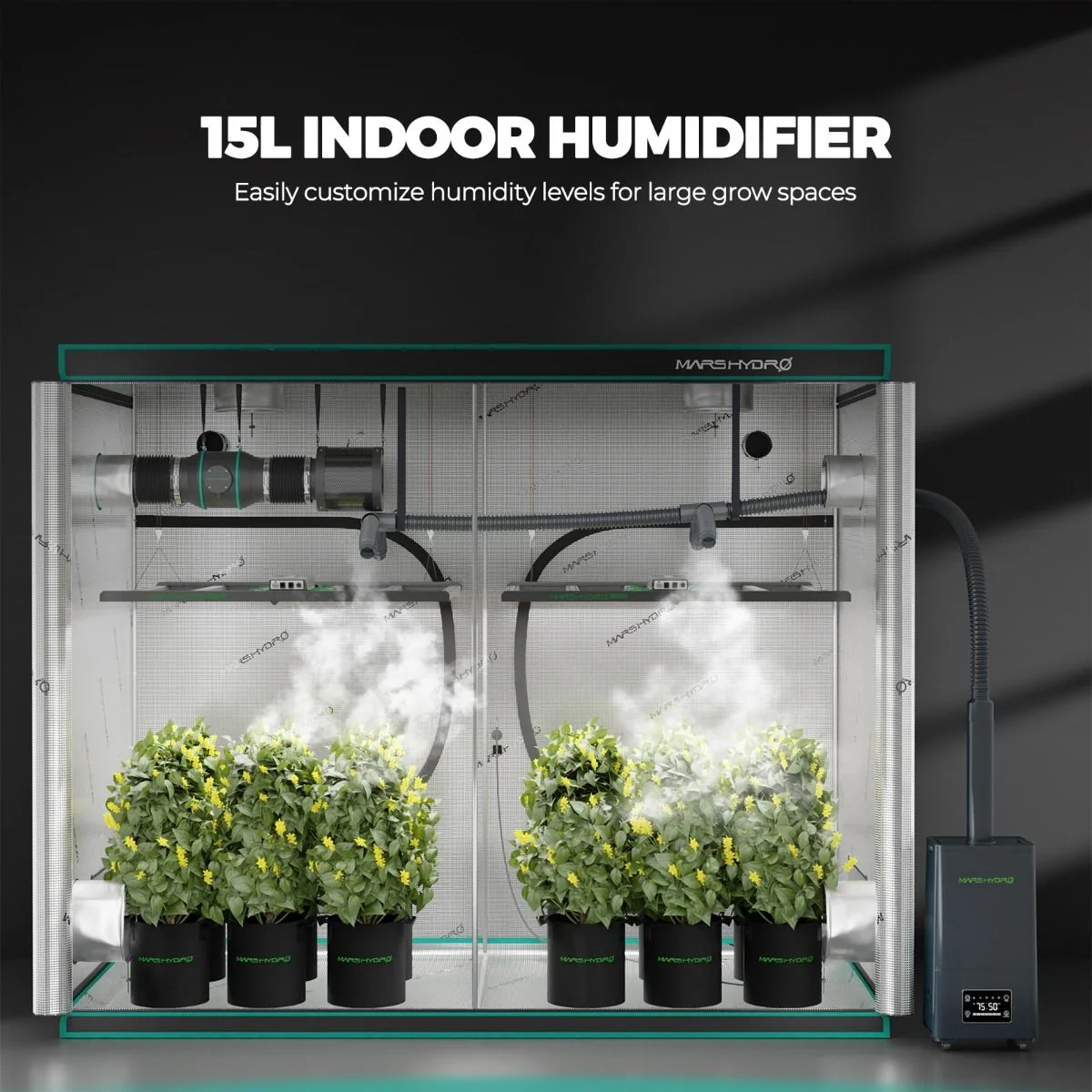Mars Hydro Luftbefeuchter mit 4 Nebelstufen und 15 Liter Tank
