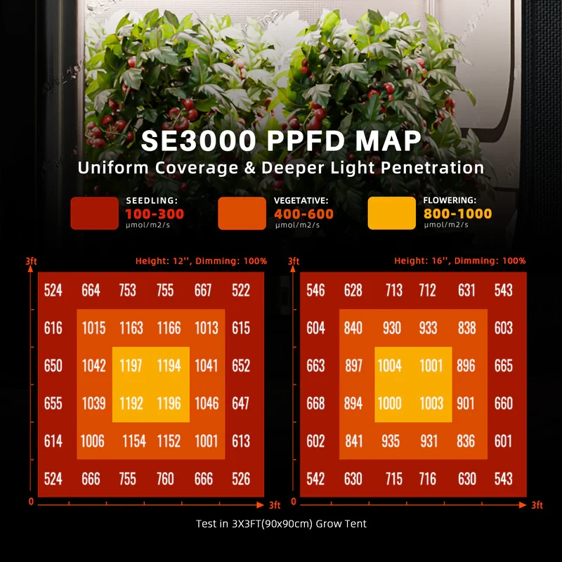Spider Farmer SE3000 EVO – 300W LED Grow Light für effizientes Indoor-Gardening