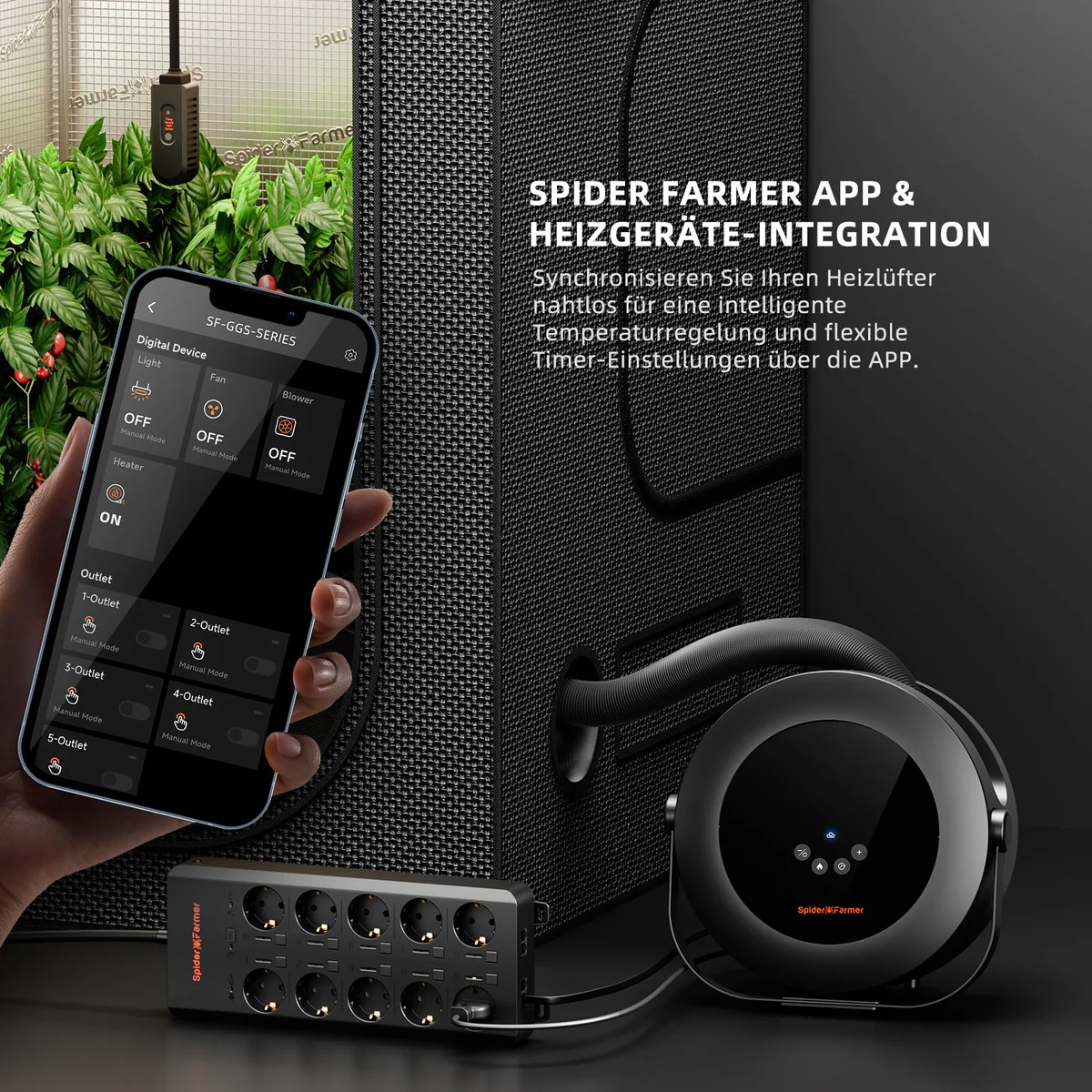 Spider Farmer Heizlüfter mit 10 Stufen 540 Watt