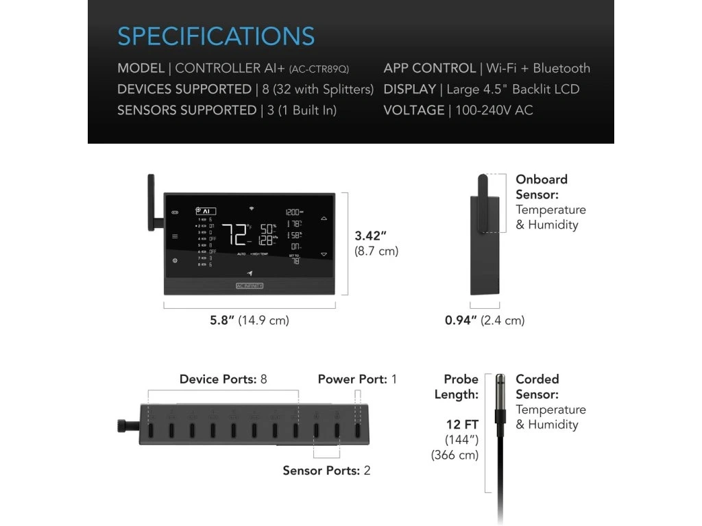 AC Infinity Controller AI+ – KI-gesteuerter Umweltcontroller mit Bluetooth & WiFi
