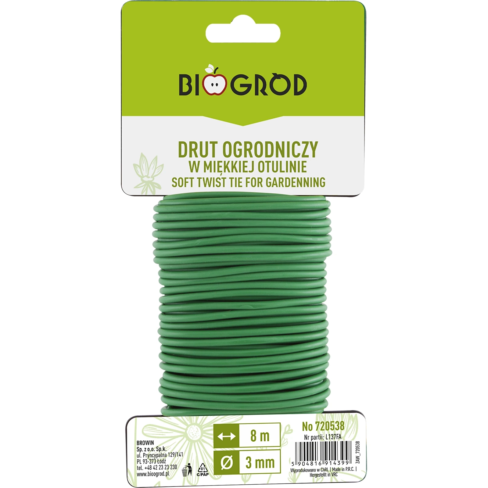 BioGrod - Gartendraht gummiert – 8 m, Ø 3 mm BioGrod - Gartendraht gummiert – 8 m, Ø 3 mm