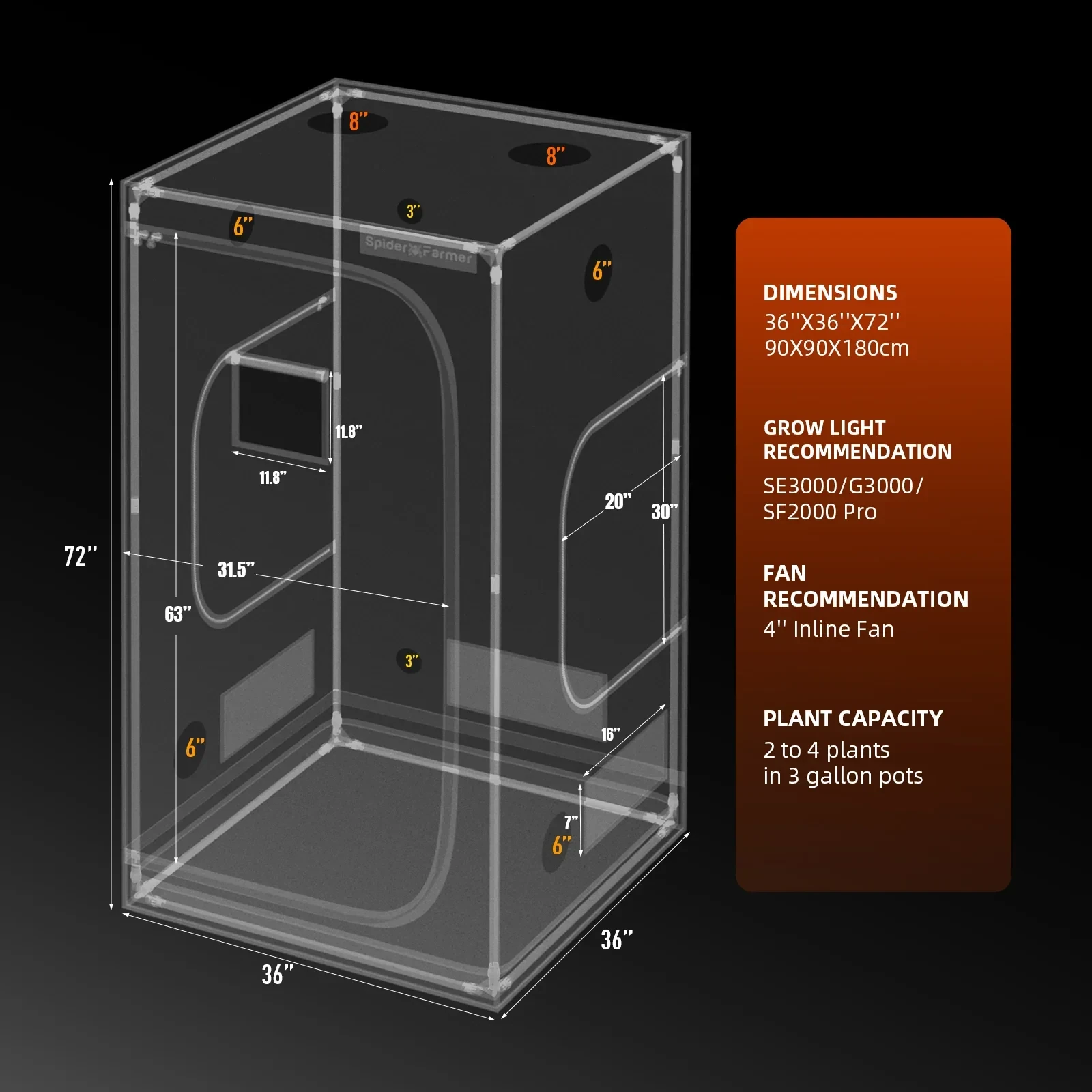 Spider Farmer G3000 Grow Tent Kit – Komplettset für 3–6 Pflanzen