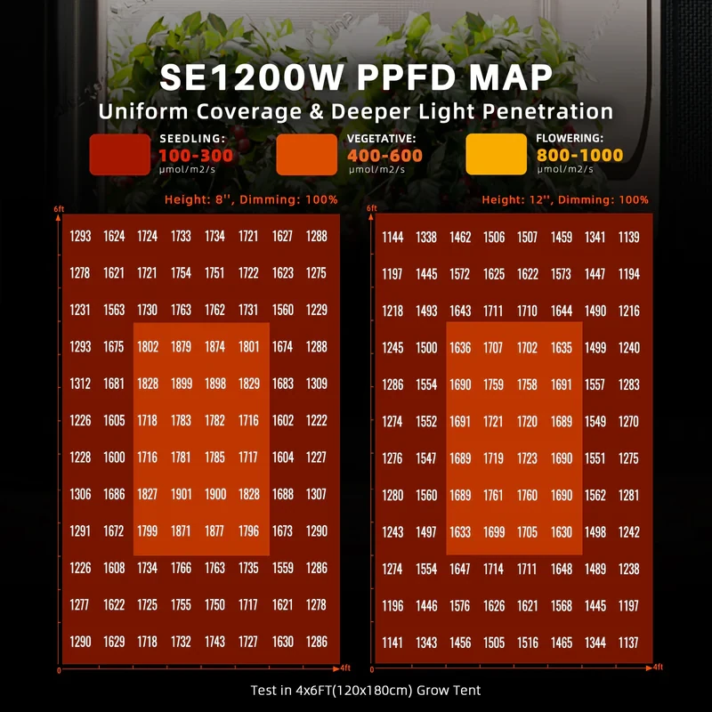 Spider Farmer SE1200W EVO – 1200W LED Grow Light für professionellen Großflächenanbau