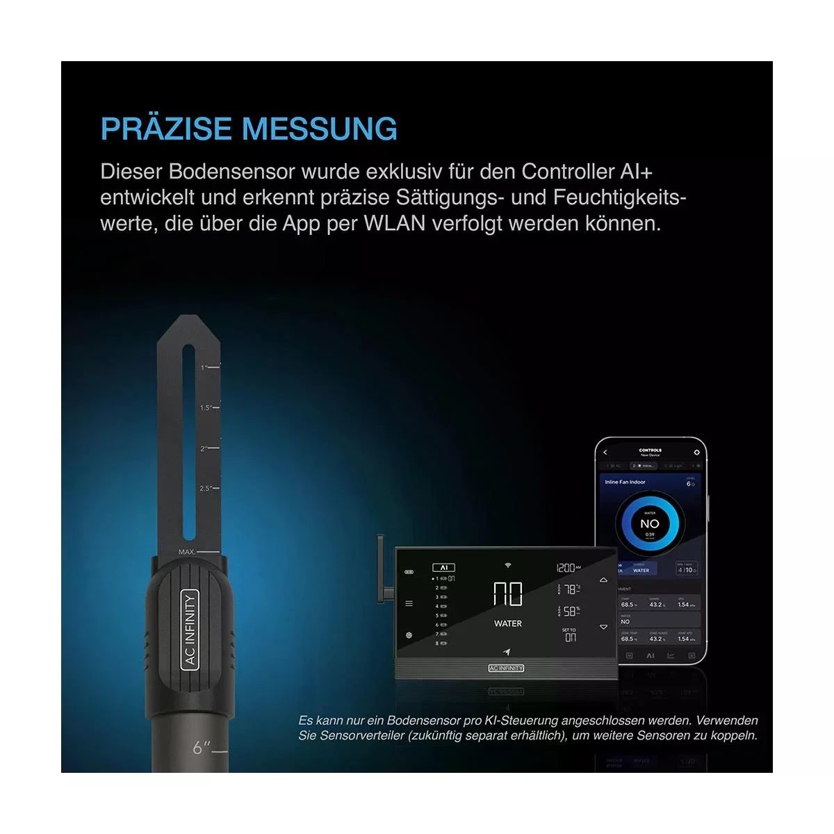 AC Infinity Bodensensor-Sonde für Controller AI+ – Präzise Feuchtigkeitsüberwachung im Substrat AC Infinity Bodensensor-Sonde für Controller AI+ – Präzise Feuchtigkeitsüberwachung im Substrat