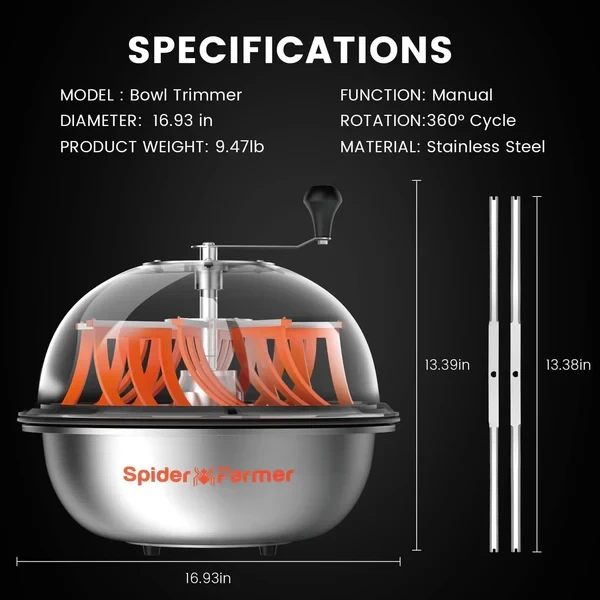 Spider Farmer Mechanische Trimmer-Maschine Ø 40 cm – Effizient & Schonend